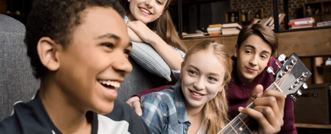 Motivated Teens Playing Learning Music