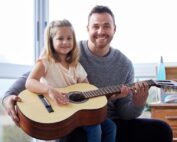 Adult and child music lessons - father with daughter